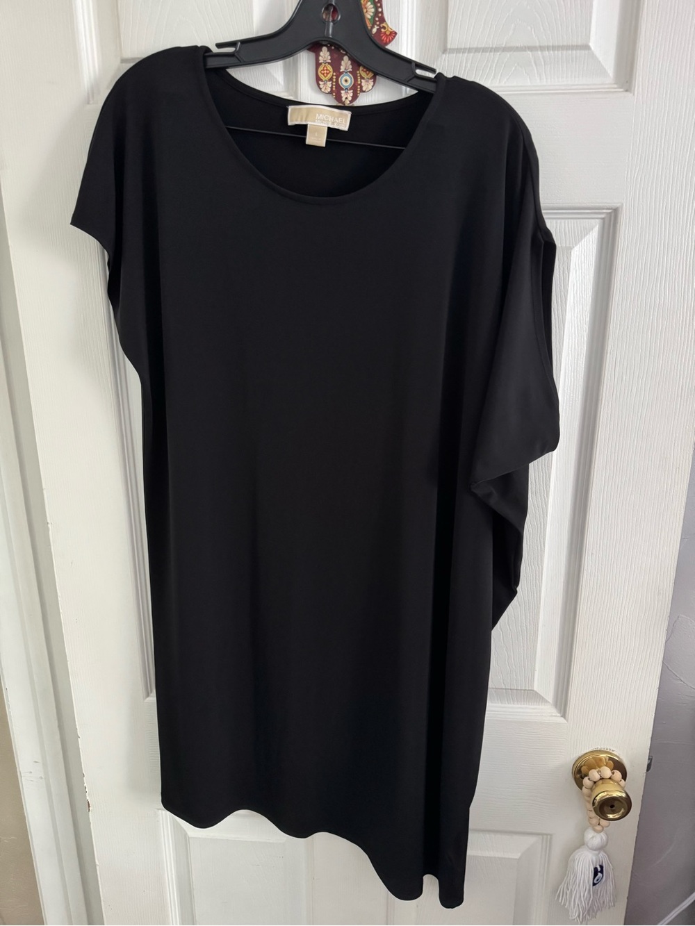 MICHAEL Michael Kors Black Draped Short Sleeve Tunic